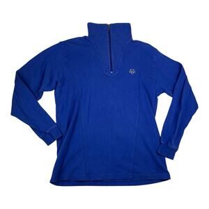 Descente womens large cotton Blue Quarter-Zip pullover shirt long sleeve ski log